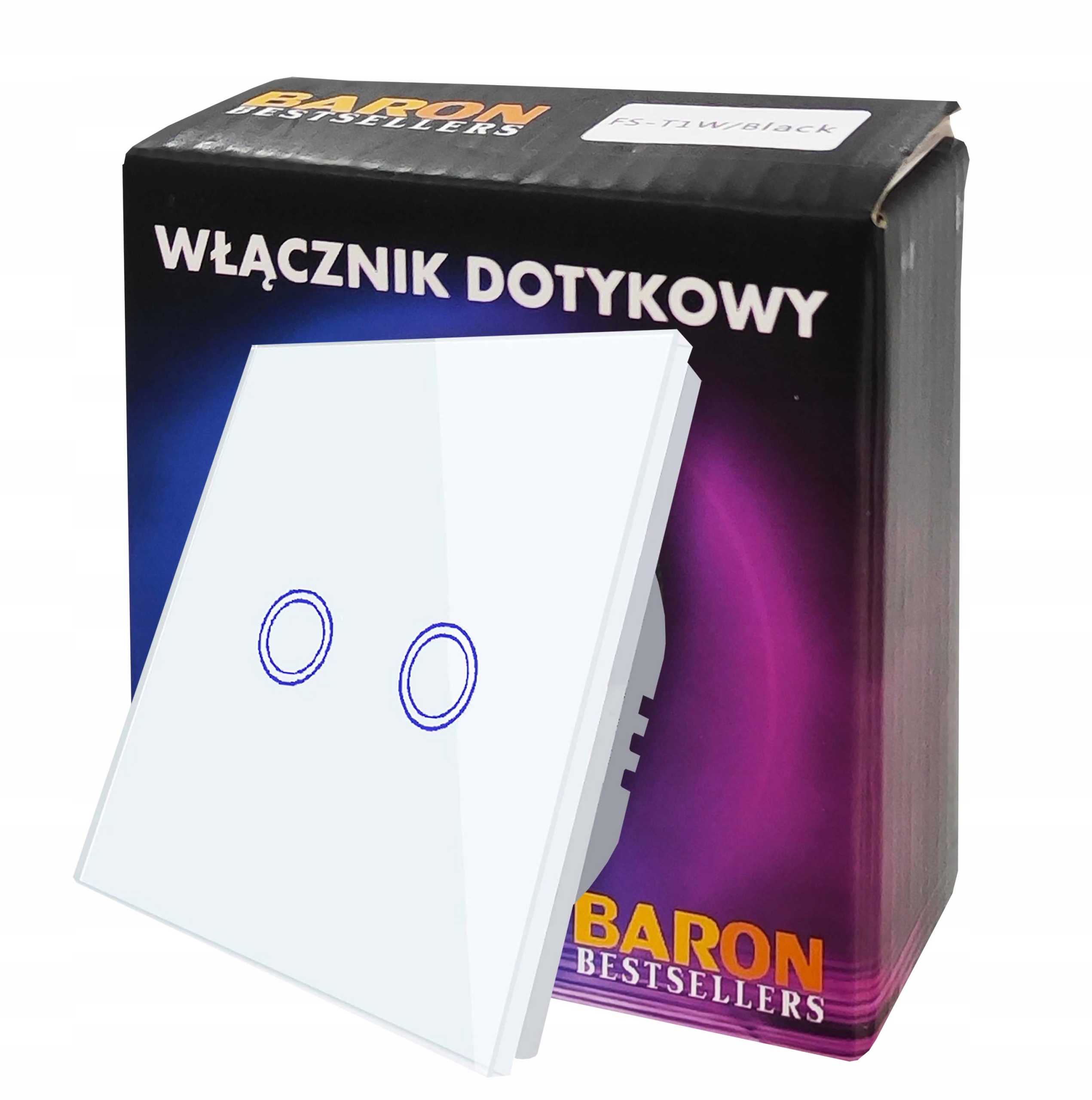 Dvojitý dotykový spínač, pod omietku BarON black 2G BLACK